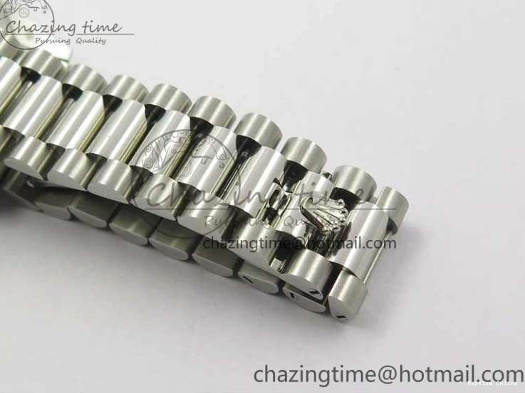 0415 TopPick Day-Date 36 SS 128239 Bp Maker Best Edition Black Dial Crystral Markers on President Bracelet 3149